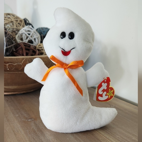 Ty Beanie Babies Spooky Ghost Plush, 1995 With Tags, Halloween Fun - Picture 1 of 14